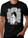 Black Graphic Tee - Mandala Art Woman Portrait product image 1