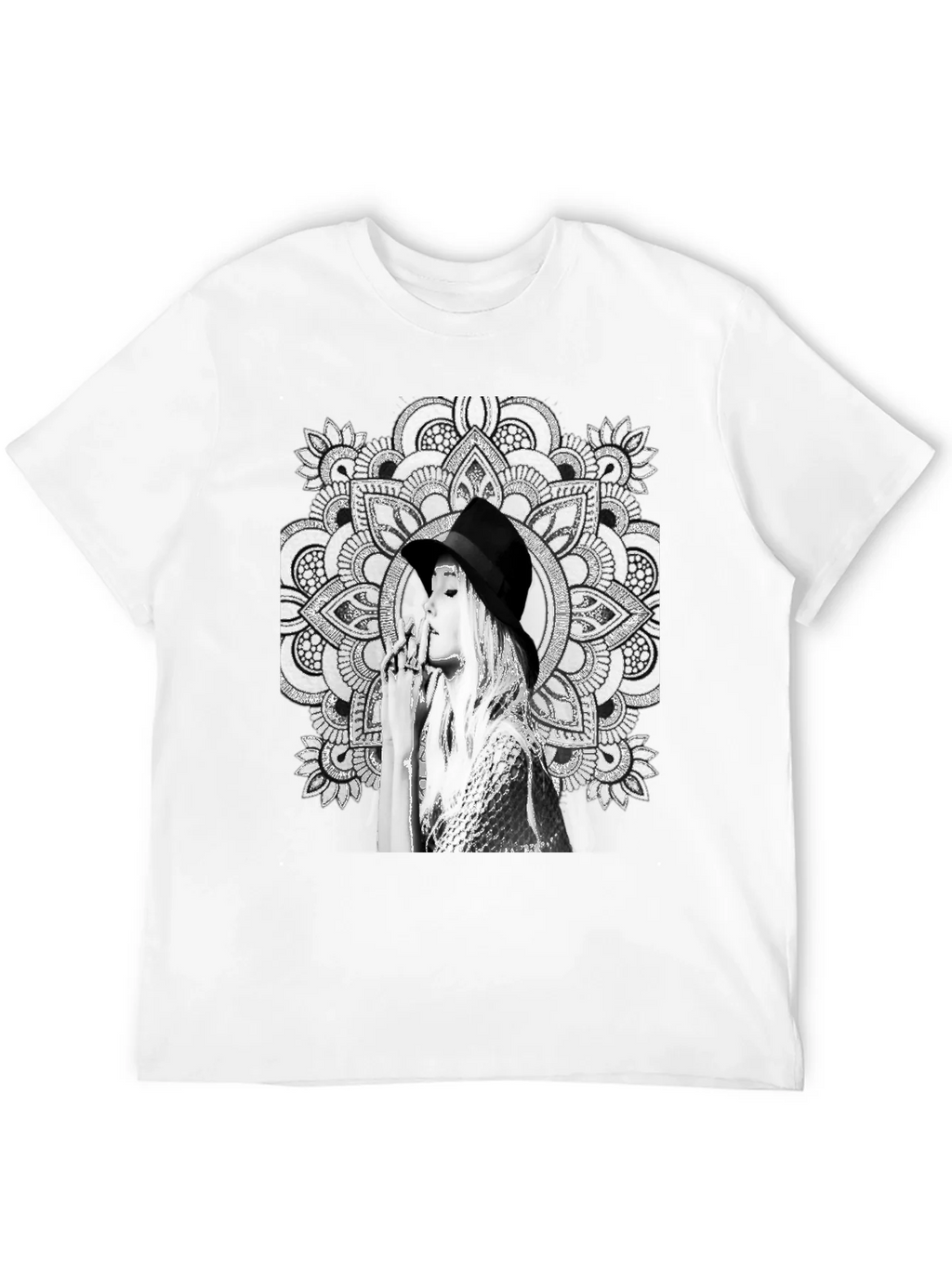 Black Graphic Tee - Mandala Art Woman Portrait product image 11