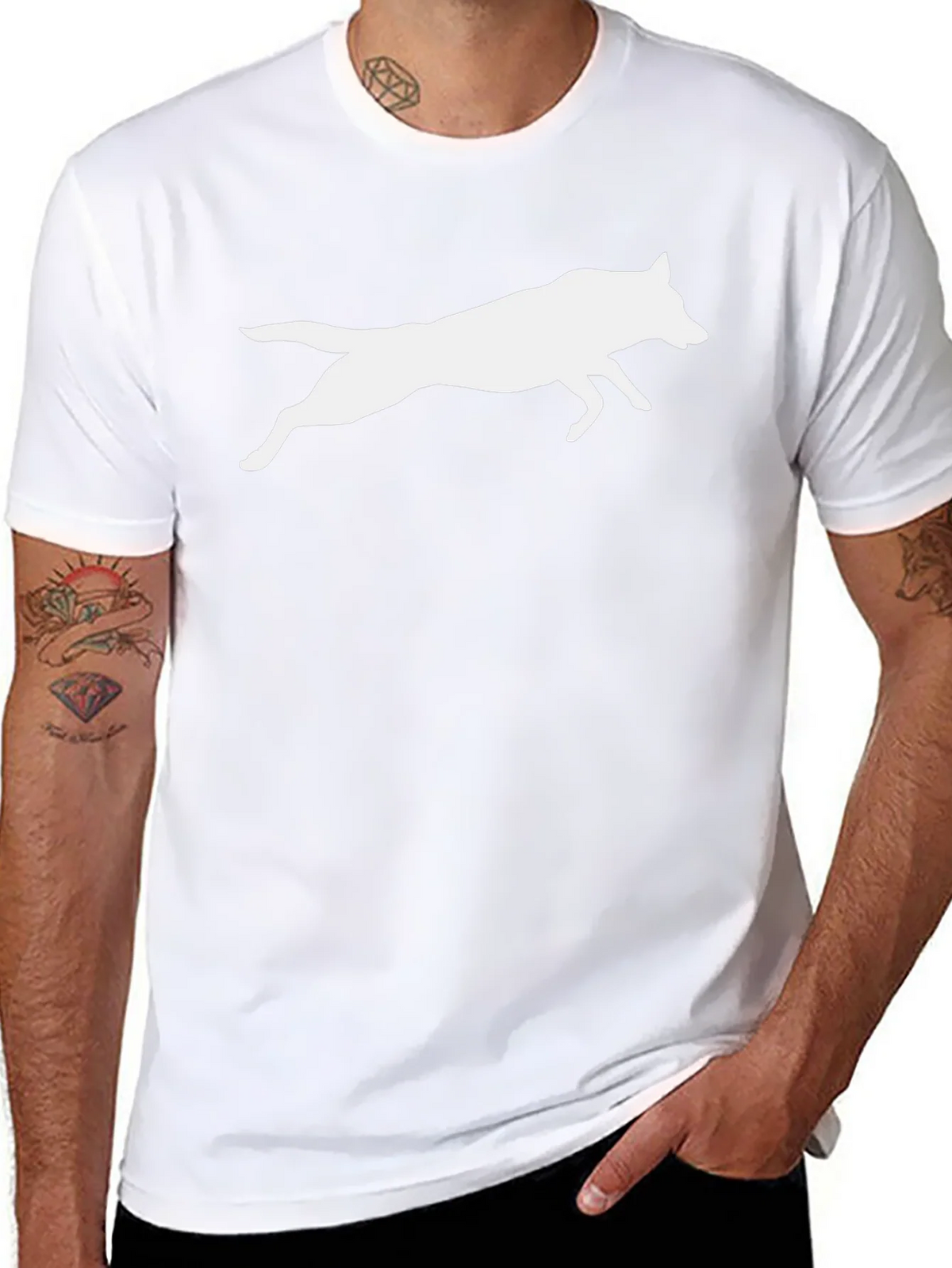 Black Tee with White Wolf Silhouette product image 7