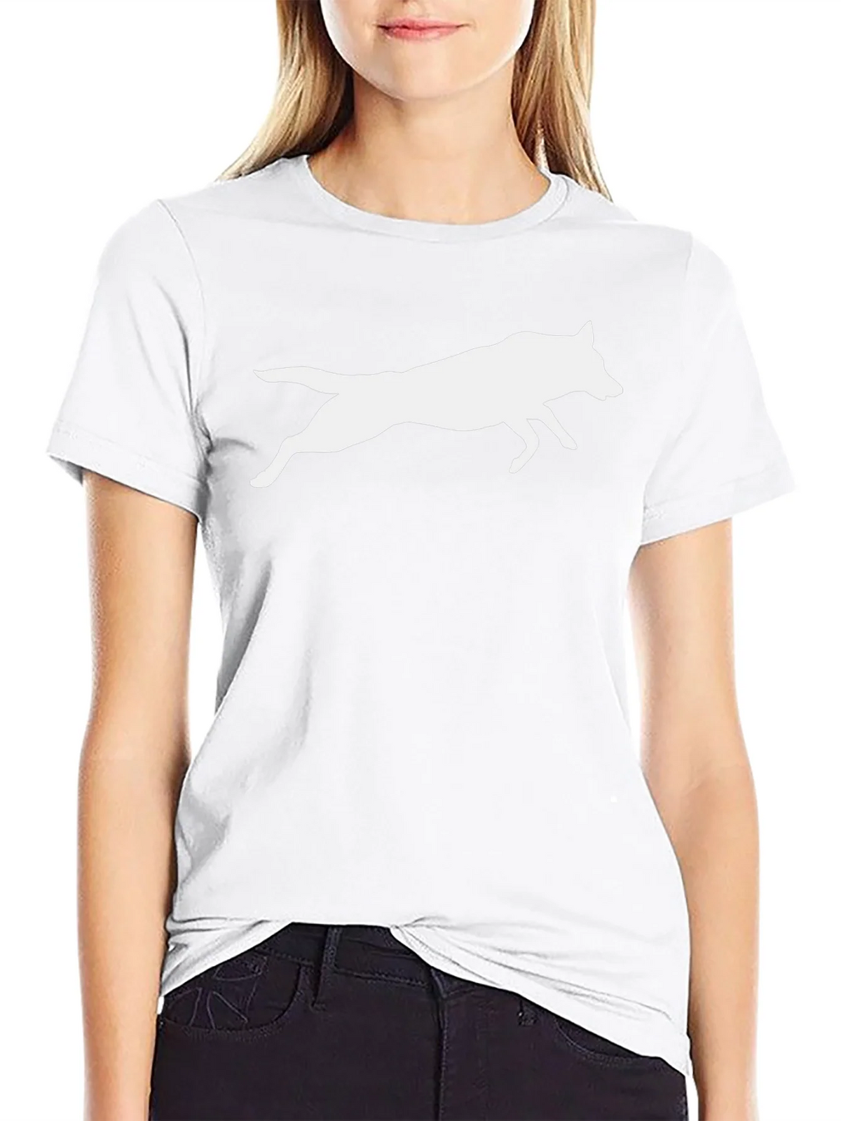 Black Tee with White Wolf Silhouette product image 8