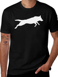 Black Tee with White Wolf Silhouette product image 1