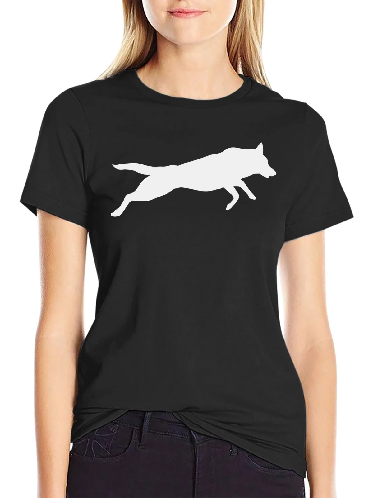 Black Tee with White Wolf Silhouette product image 2
